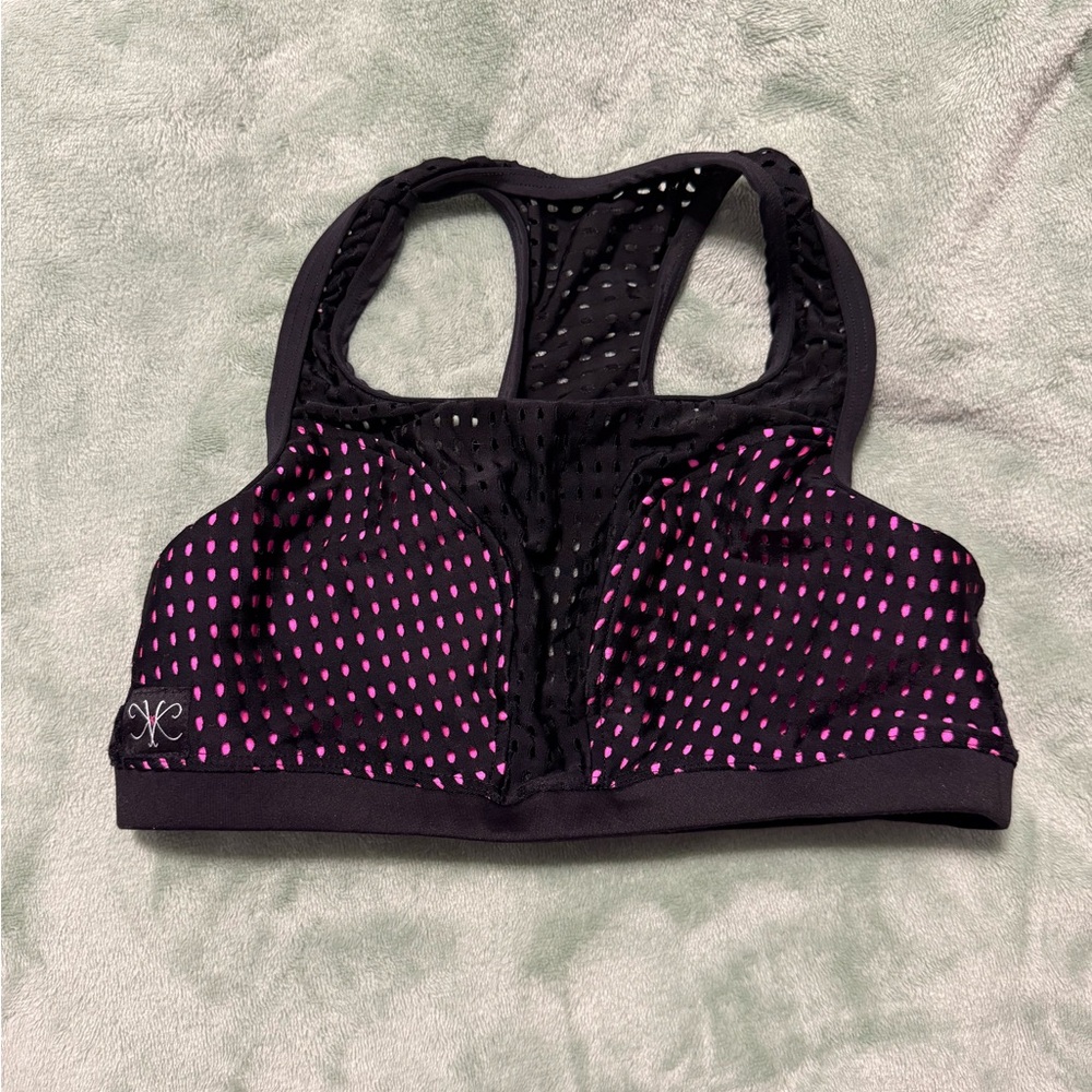 Kandi Kouture black and hot pink mesh top TS